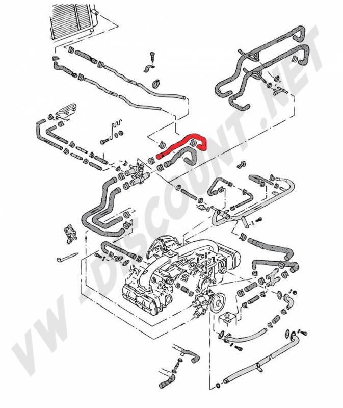 Durite d'eau VW Transporter T3/25 44,5cm.
