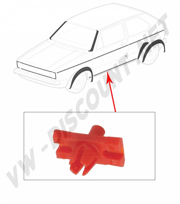 Clips de Baguettes de Bas-de-caisse, VW Golf 1, Golf Mk1 Cabriolet, Caddy Mk1, Scirocco, Jetta, Polo Mk1/2, 803853139C.