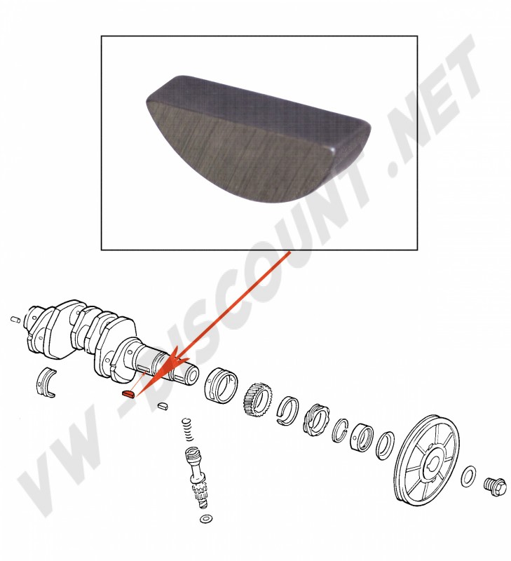Clavette Demi-Lune, Pignon de Distribution, 1200-1600cc Aircooled, 1.9-2.1 Waterboxer, 1700-2000cc Type 4, 111105213, 111 105 213