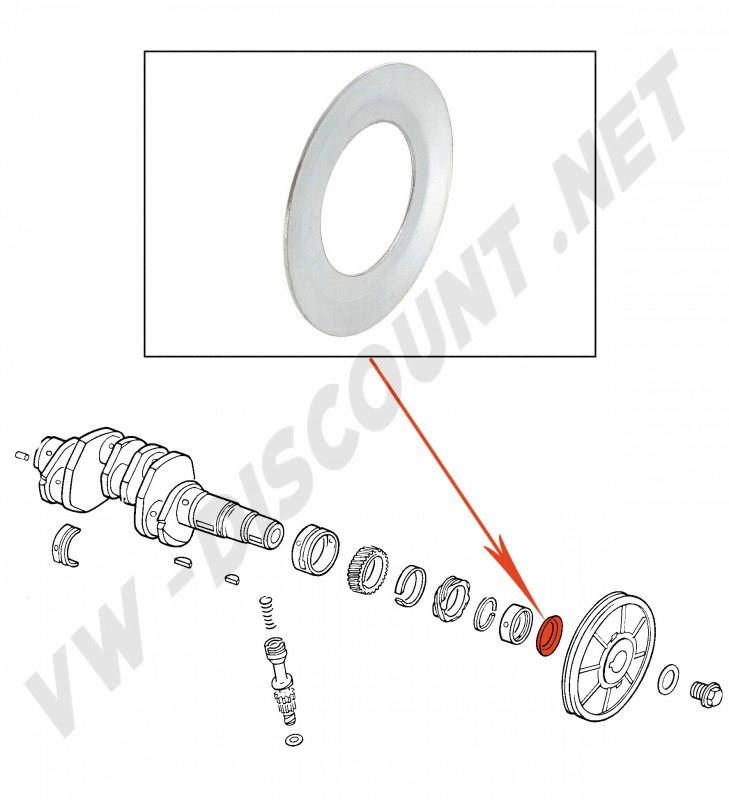 Rondelle Vilebrequin, VW Coccinelle, VW 181, 113105241A, 113-105-241-A