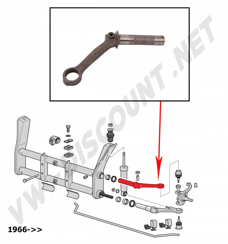 Bras de Torsion Supérieur Gauche sans Rotule Reconditionné : Coccinelle 1966-1979, Karmann Ghia 1966-1974, Coccinelle Cabrio 1966-1970