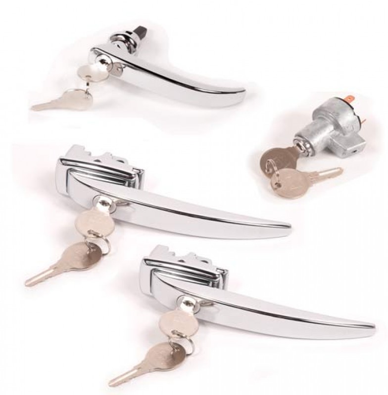 Kit poignées extérieures T2 08/63-->12/63 avec 2 clés identiques  211898003 Sur www.vw-discount.net