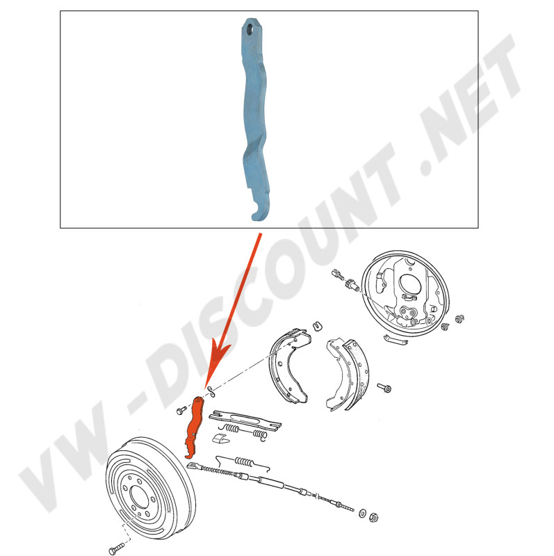 Levier frein à main droit Combi T2 1973-1979 Kombi Brésil 1997-2014 211609614F