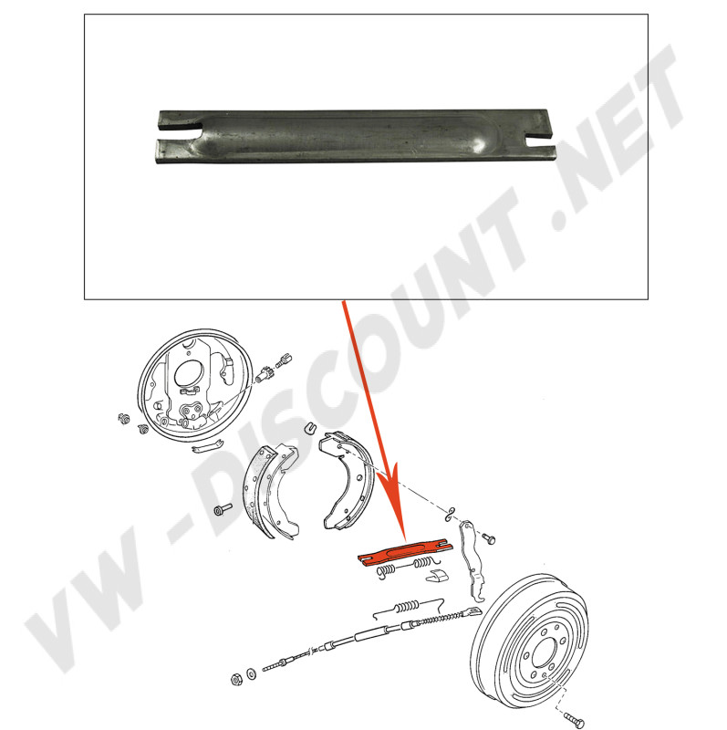 Tige pression frein arrière gauche Combi T2 1973-1979 211609631D