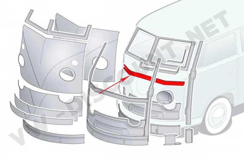 Traverse de Fixation de Tablette Sous Tableau de Bord pour Volkswagen Combi Split, 1955-1967, Silver Weld Through ref 2211805291