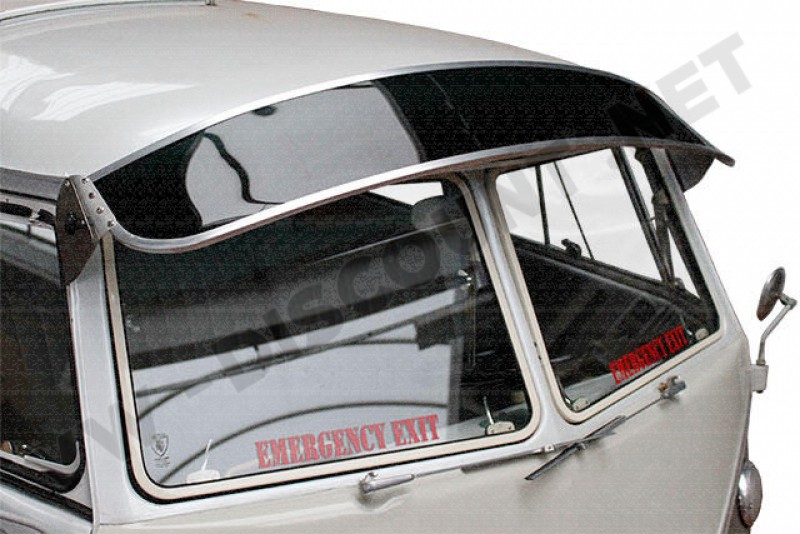 Casquette de Pare-Brise, Volkswagen Combi T1 Split, Plexiglas Fumé, Aluminium, Garnitures Inox, Homologation TÜV, 0486193, 048 619 3
