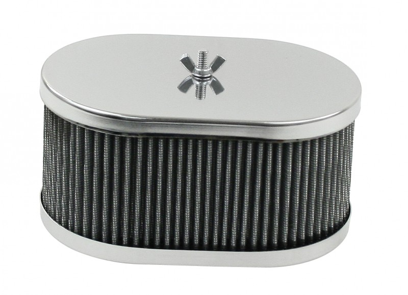 Filtre à air chromé ovale pour carburateur Weber 40/48 IDF & Dellorto 00-8714-0  Sur www.vw-discount.net