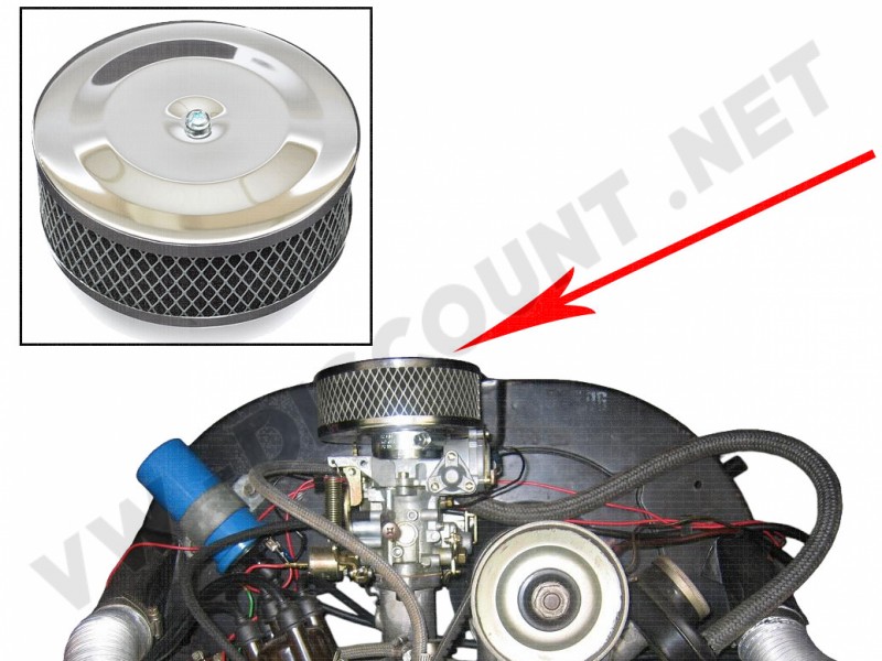 Filtre à air chromé Empi 00-9121-0 pour carburateurs Solex 28/30/31/34  Référence : 00-9121-0