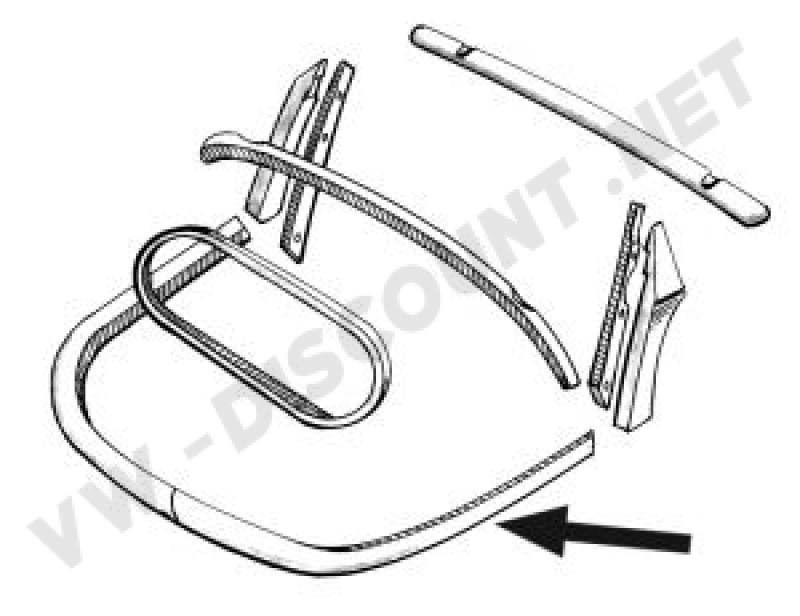 Bois Tour Lunette Arrière pour Volkswagen Coccinelle Cabriolet 1966