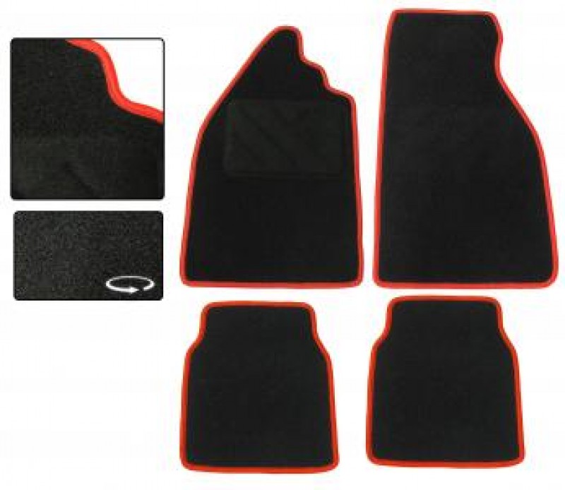 Jeu de 4 tapis de sol noir avec liseré rouge Coccinelle tous modèles DM92503R Sur www.vw-discount.net