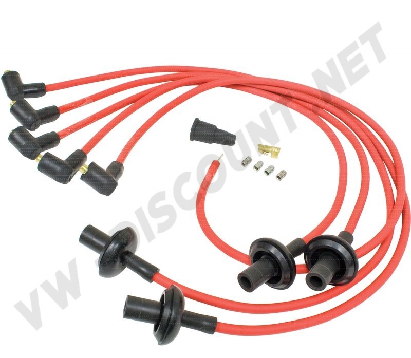 Ensemble de câbles d'allumage 90º Megavolt en rouge, silicone 8mm, adapté aux Cox & Combi avec moteur Type 1