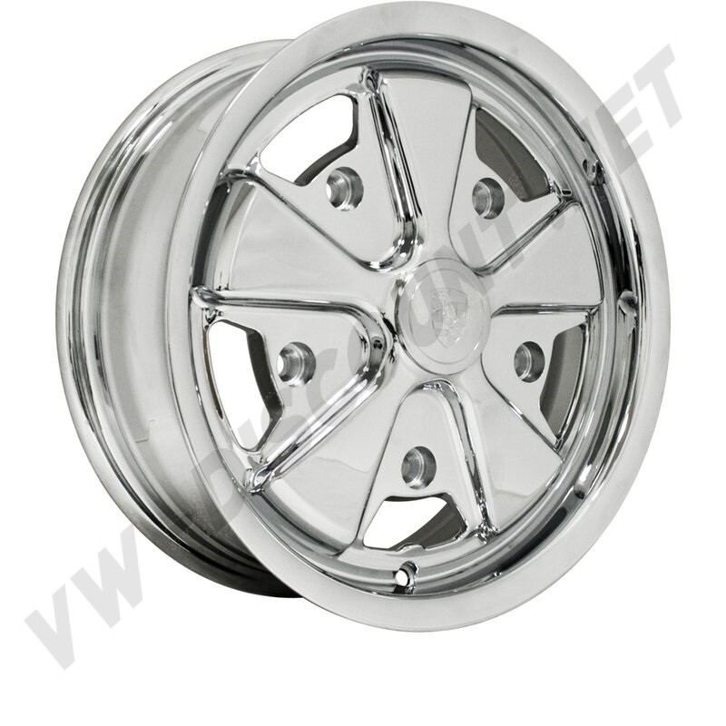 Jante Style 911, Aluminium Chromé, 15 Pouces, 5 Trous, 5x205, VW 181, Karmann Ghia, Transporter T1 et T2, Coccinelle, Type 3, 1011110, 10-1111-0.