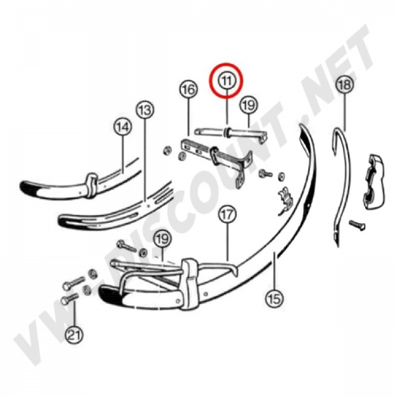 Volkswagen, Coccinelle, Parechocs US, Tube de Renfort, Joint d'Étanchéité, 1952-1973, 111707199A, 111 707 199 A