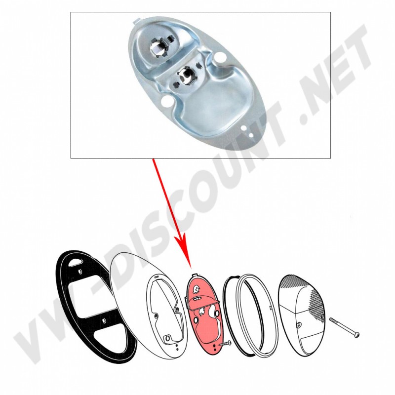 111945263F, 111 945 263 F, Porte-Ampoule, Feu Arrière, VW Coccinelle, T1, 1961-1973