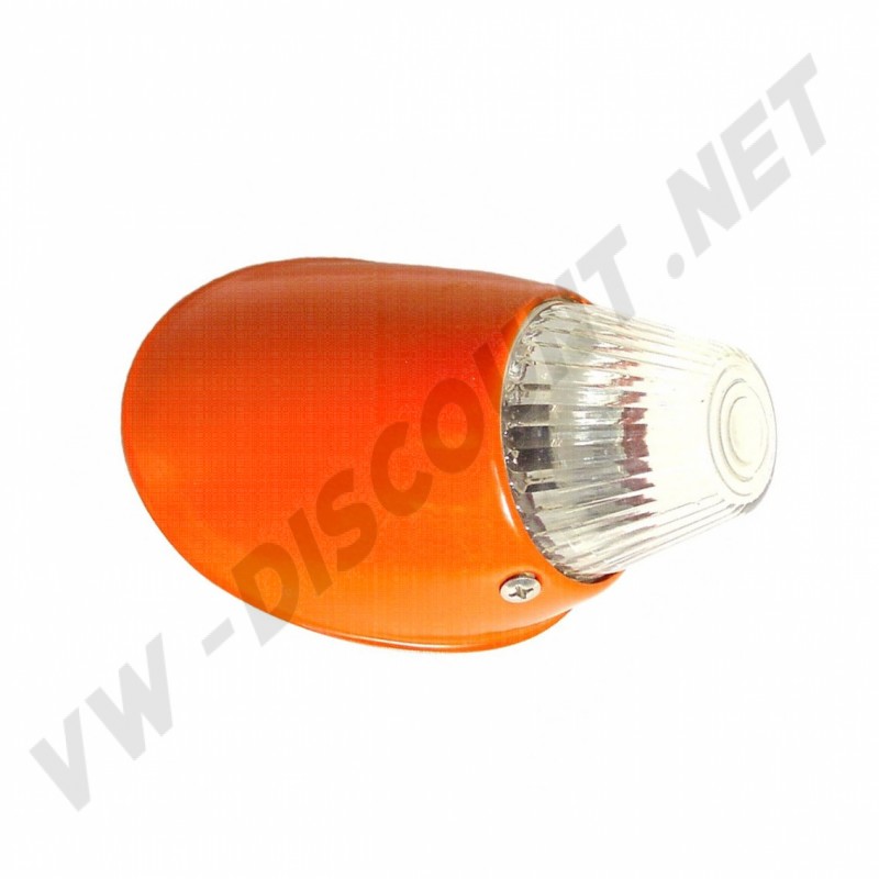 Clignotant avant droit, Type Obus, Transparent, Accessoires inclus, Référence 111953042C, Volkswagen Coccinelle 55-57, Combi 58-63.