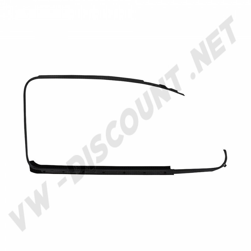 Lèche-vitre extérieur droit, 113853322E, VW Coccinelle Berline, moulure en aluminium noir, qualité OE, pièce de rechange, fabrication allemande, clips chromés.