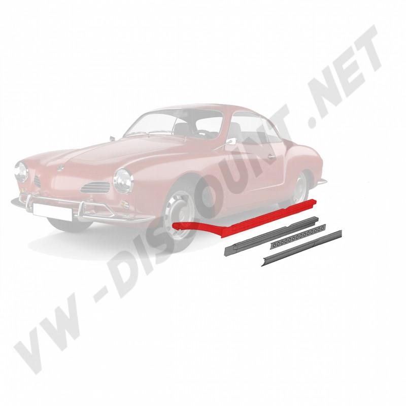 Longeron Complet avec Conduit de Chauffage Karmann Ghia 8.68-7.74