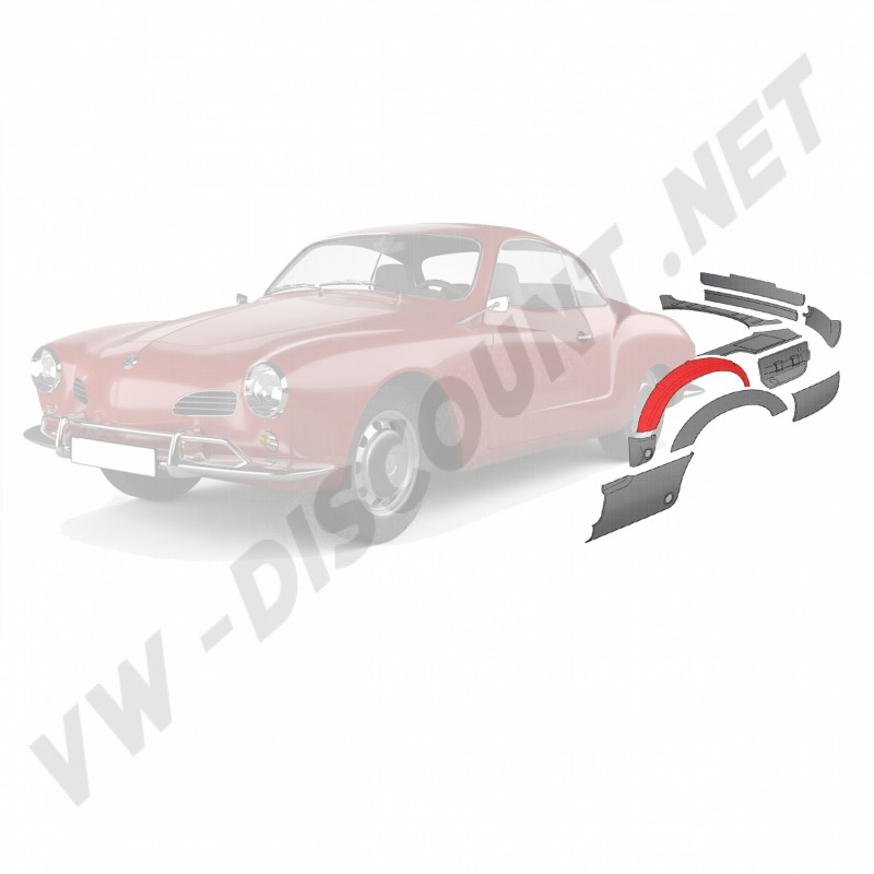 Tôle de Réparation Karmann Ghia 55-74 Renfort Roue Arrière Gauche