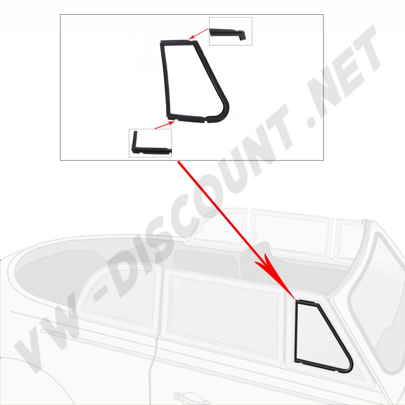 Joint, Déflecteur, Droit, Coccinelle, Cabriolet, 1200, 1300, 1500, 1302, 151837626B, 151 837 626 B