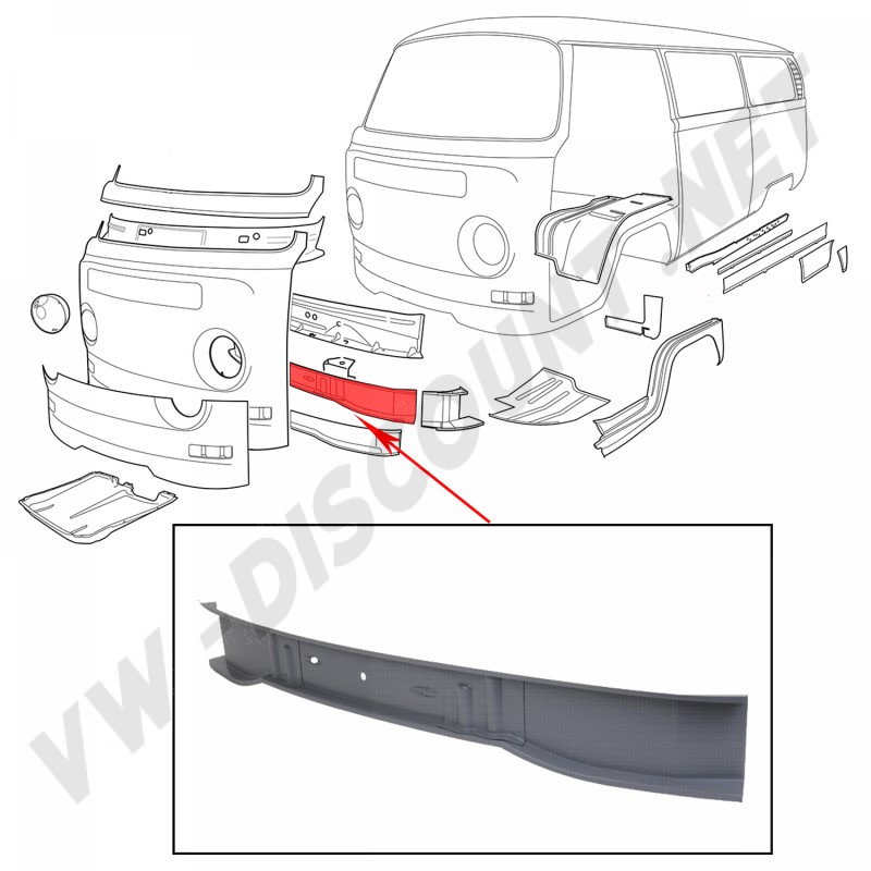 Tôle de jupe intérieure de face avant VW Combi 1967-1972
