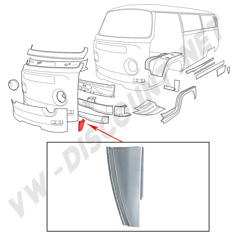 Tole-Reparation-Coin-Avant-Gauche-VW-Combi-Bay-Window.