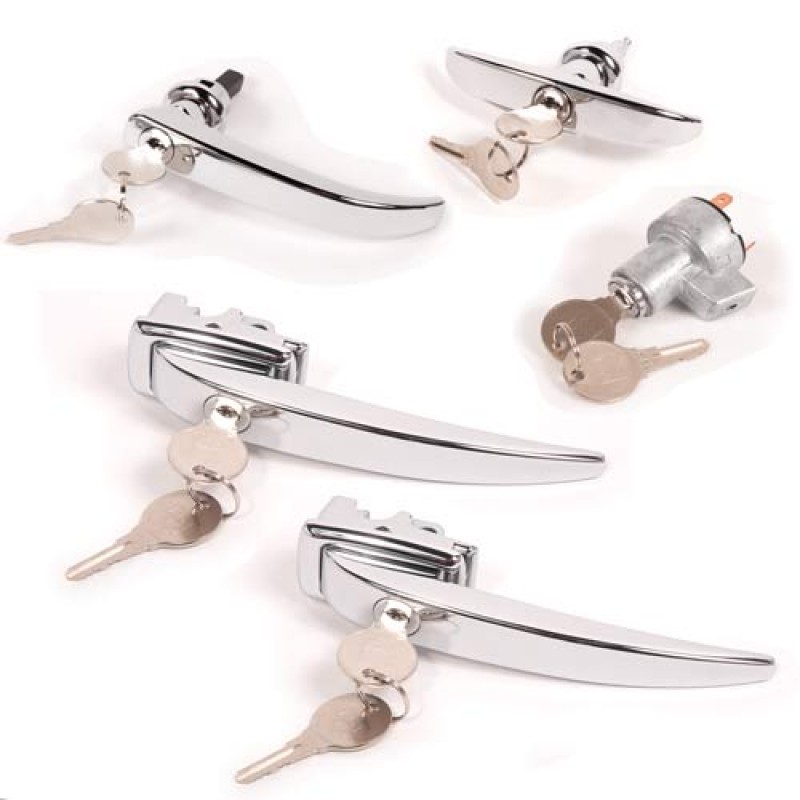 Kit poignées extérieures T2 12/60-->07/63 avec 2 clés identiques  211898205B Sur www.vw-discount.net