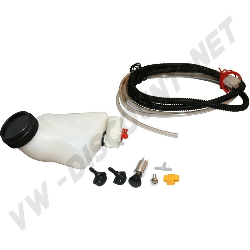 KIT LAVE-GLACE ÉLECTRIQUE, Volkswagen Combi 08/51-07/67, 6V, 211989080, 211 989 080, Bouton Poussoir, Bocal de Lave-Glace, Pompe Électrique
