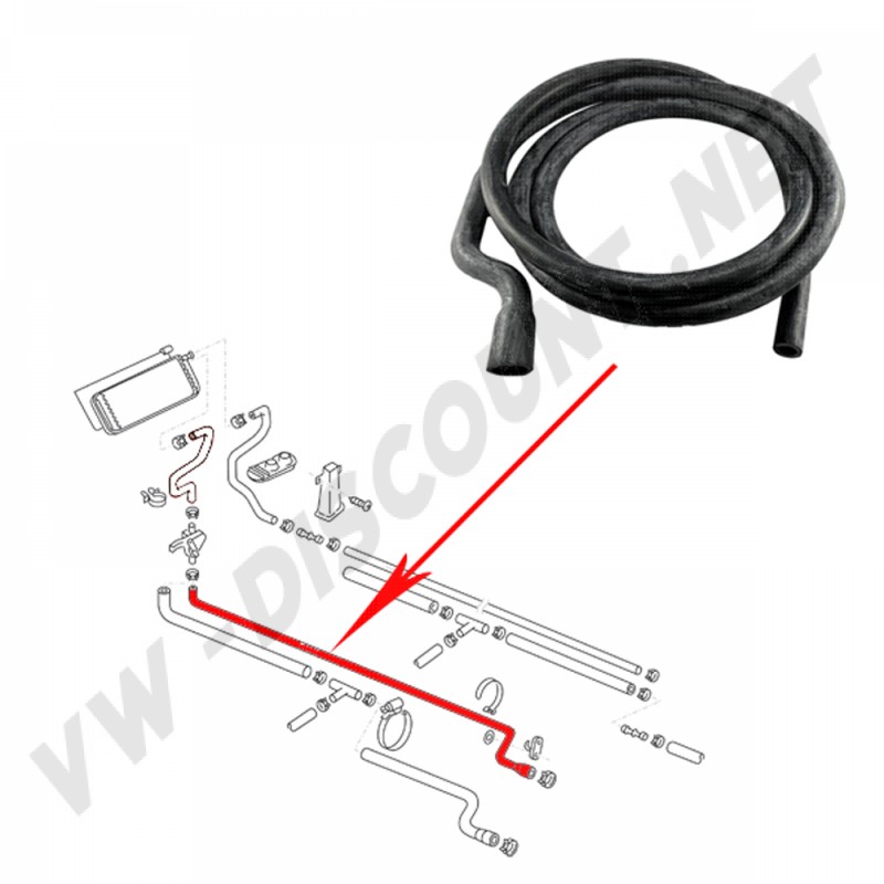Durite chauffage VW, 251265055E, 251  -265-055-E, 365cm, DF/DG, Diesel 1600cc