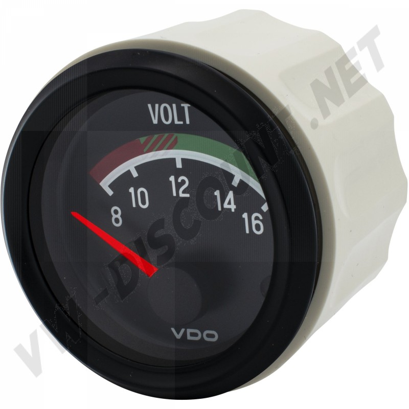 Voltmètre VDO Cockpit 332030001G, Diamètre 52 mm, Portée de Mesure 8-16 Volt