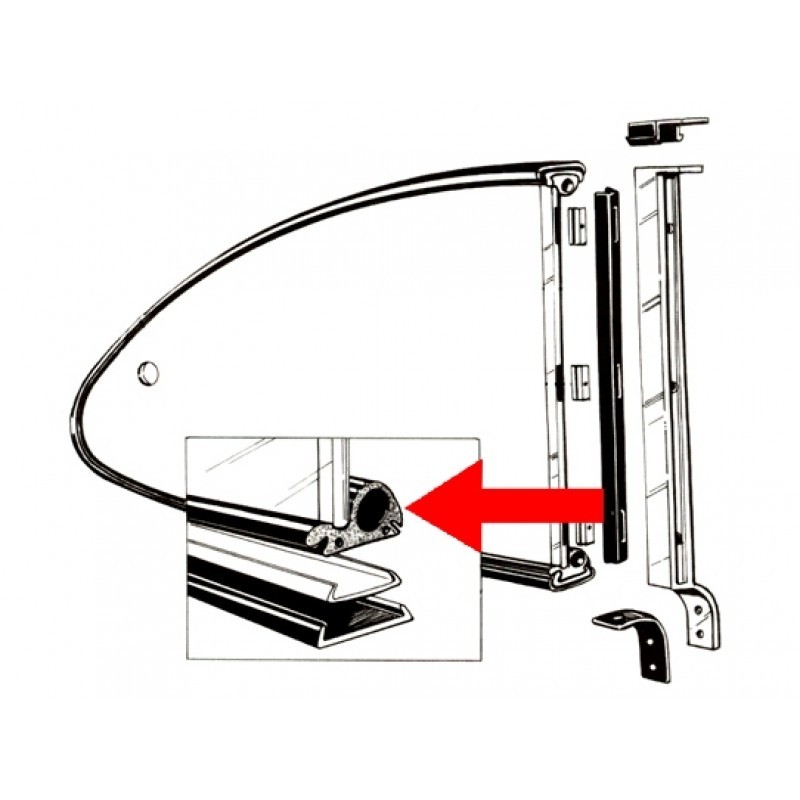 Joints entre vitres et cadres de Popout pour Karmann Ghia 60->73 143845321B Sur www.vw-discount.net
