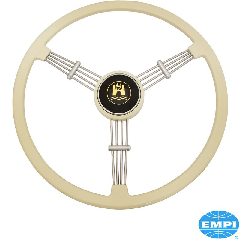 Volant style Banjo ivoire complet diamètre 394mm avec bouton de klaxon 3 branches 