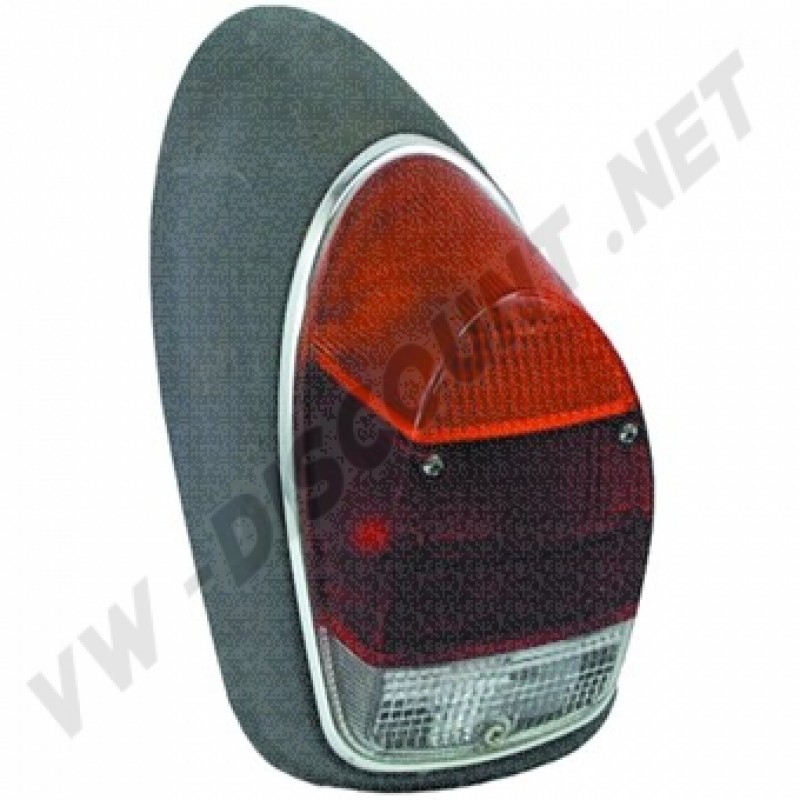 Feu arrière complet droite Europe, côté passager, Volkswagen Coccinelle 1300, 1500, 1302, 8/1967-7/1973, Orange/rouge/blanc, dimensions 7 3/4 pouces, 4 1/4 pouces, non certifié E-Type, référence 111945096P, 111-945-096P.