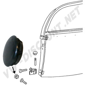 Caches vis de charnière de porte noirs, Lot de 4 pour VW Coccinelle à partir de 1961 (111831449BQ)