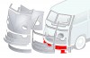Renfort de Jupe avant intérieure pour VW Combi Split T1, Bully (1950 - 07/1967) - Silver Weld Through ref 211703071B