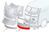 Tôle jupe avant extérieure pour Combi Split - 18 cm (Silver Weld Through)  réf 211805257A